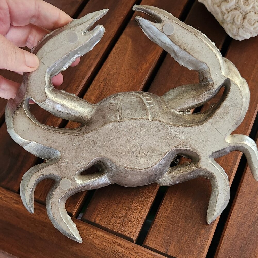 Silver painted crab decor - Picture 2 of 5